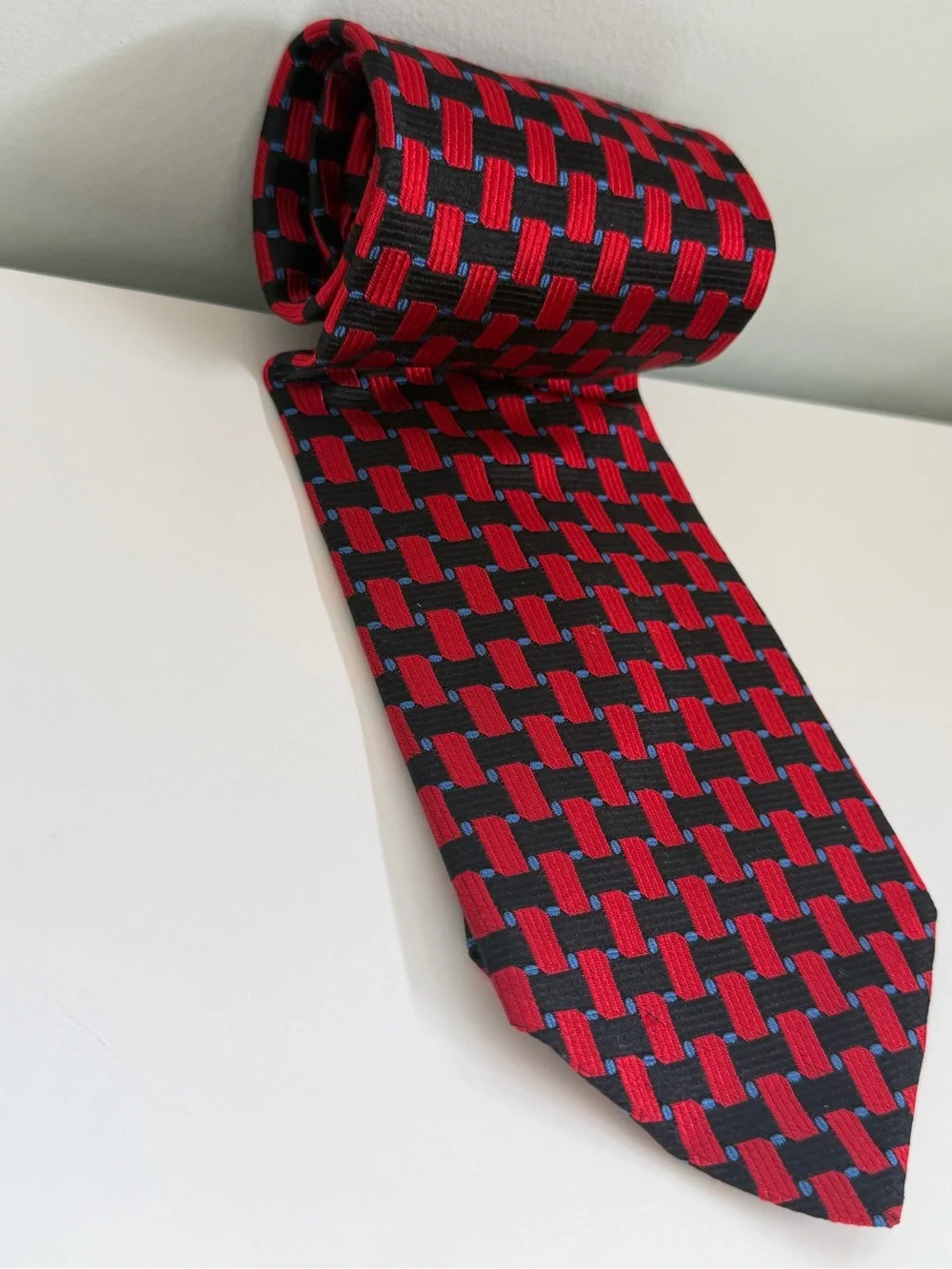 Vintage 90’s Geometric Silk Tie Statement Menswear Necktie‎ Designer Retro Mens